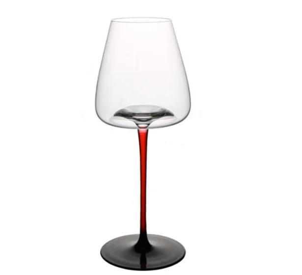 水晶红黑凹底红酒杯