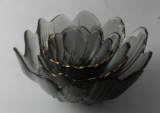 玻璃 描金佛手碗