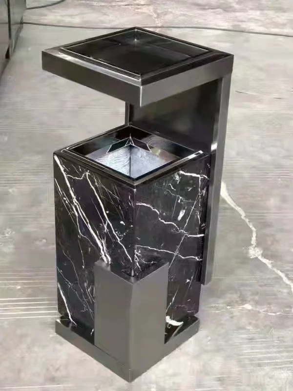大理石方形垃圾桶