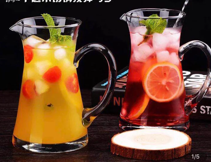 玻璃带柄果茶壶
