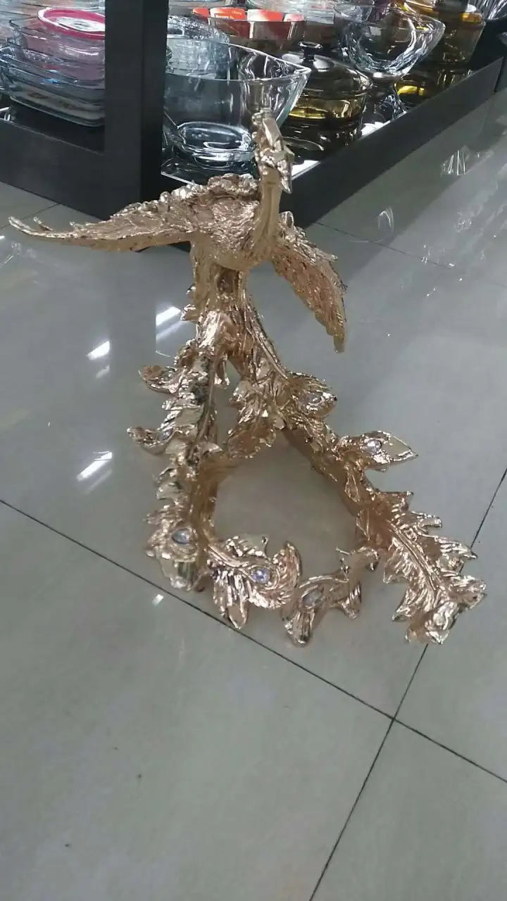 金色凤凰果盘底座（不含碟）