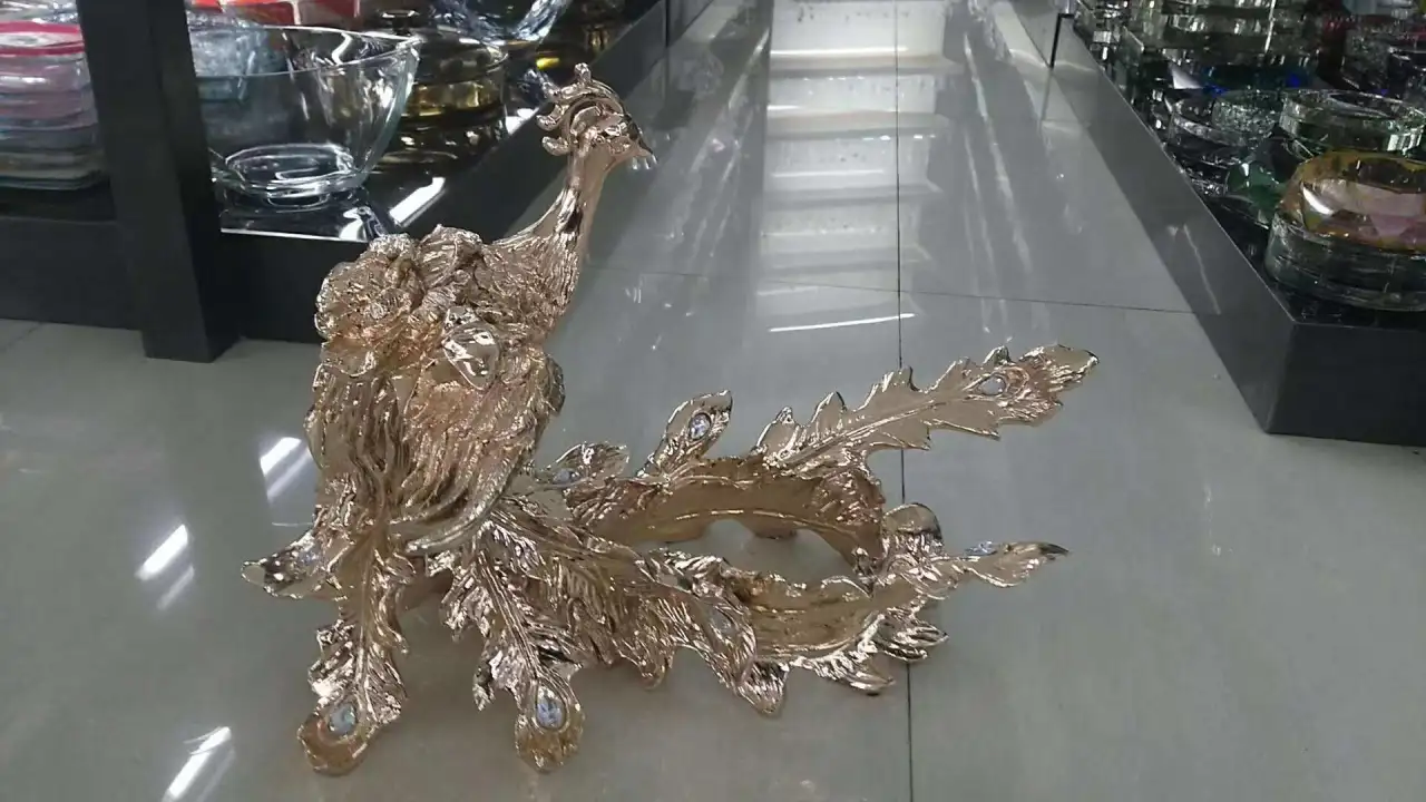金色凤凰果盘底座（不含碟）