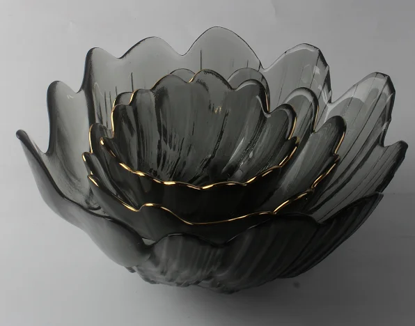 玻璃 描金佛手碗