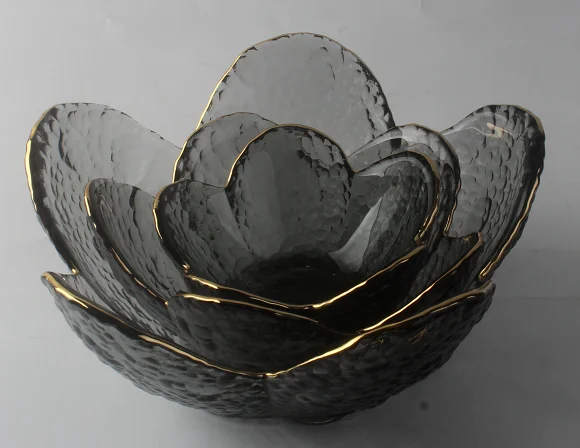 玻璃 描金樱花碗