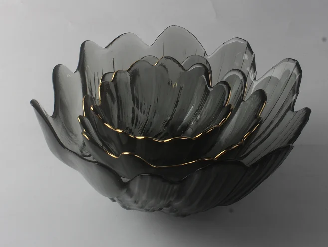 玻璃 描金佛手碗