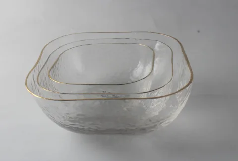 玻璃 描金方碗