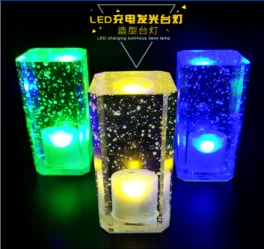 发光方水晶台灯