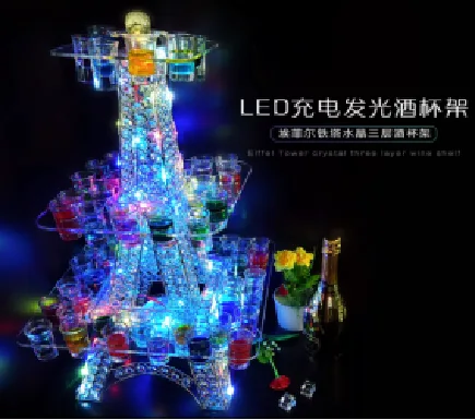 发光水晶铁艺埃菲尔68孔杯架