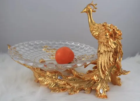 金色凤凰果盘底座（不含碟）