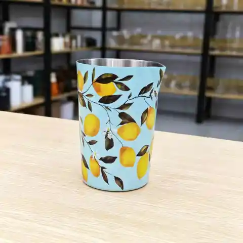 水贴柠檬拉花杯