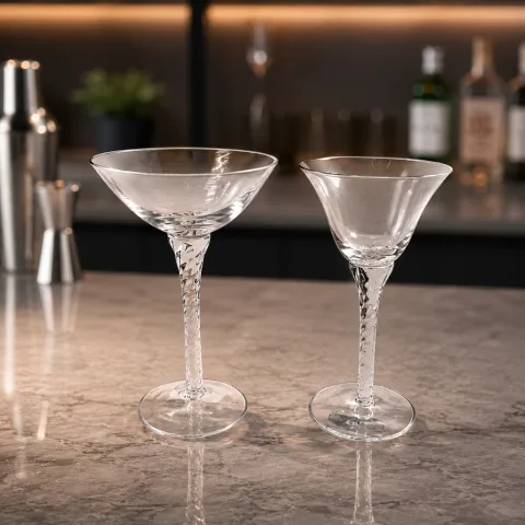 玻璃 麻花飞碟鸡尾酒杯